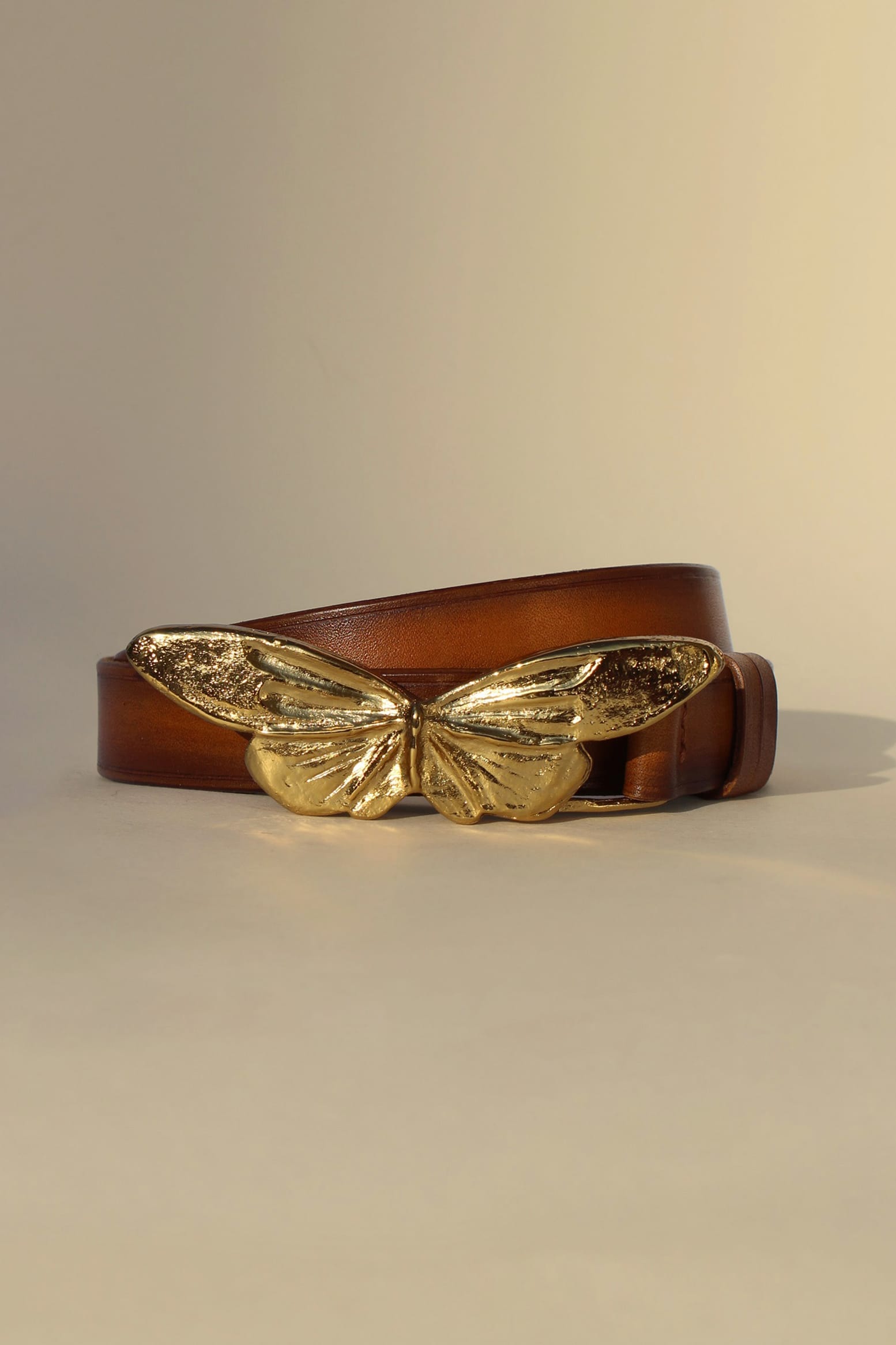 Tan Genuine Leather Butterfly Embossed Belt Solid Brass Buckle Medium Large Butterfly Buckle - Etsy main image 2